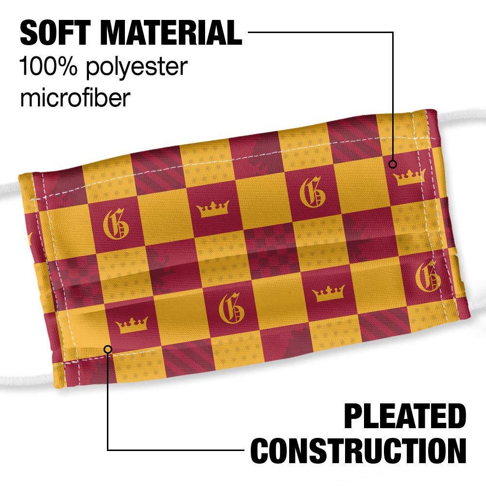 Popfunk Harry Potter Gryffindor Checkerboard House Pattern 1-Ply Reusable Face Mask Covering with Adjustable Nose Wire, Unisex
