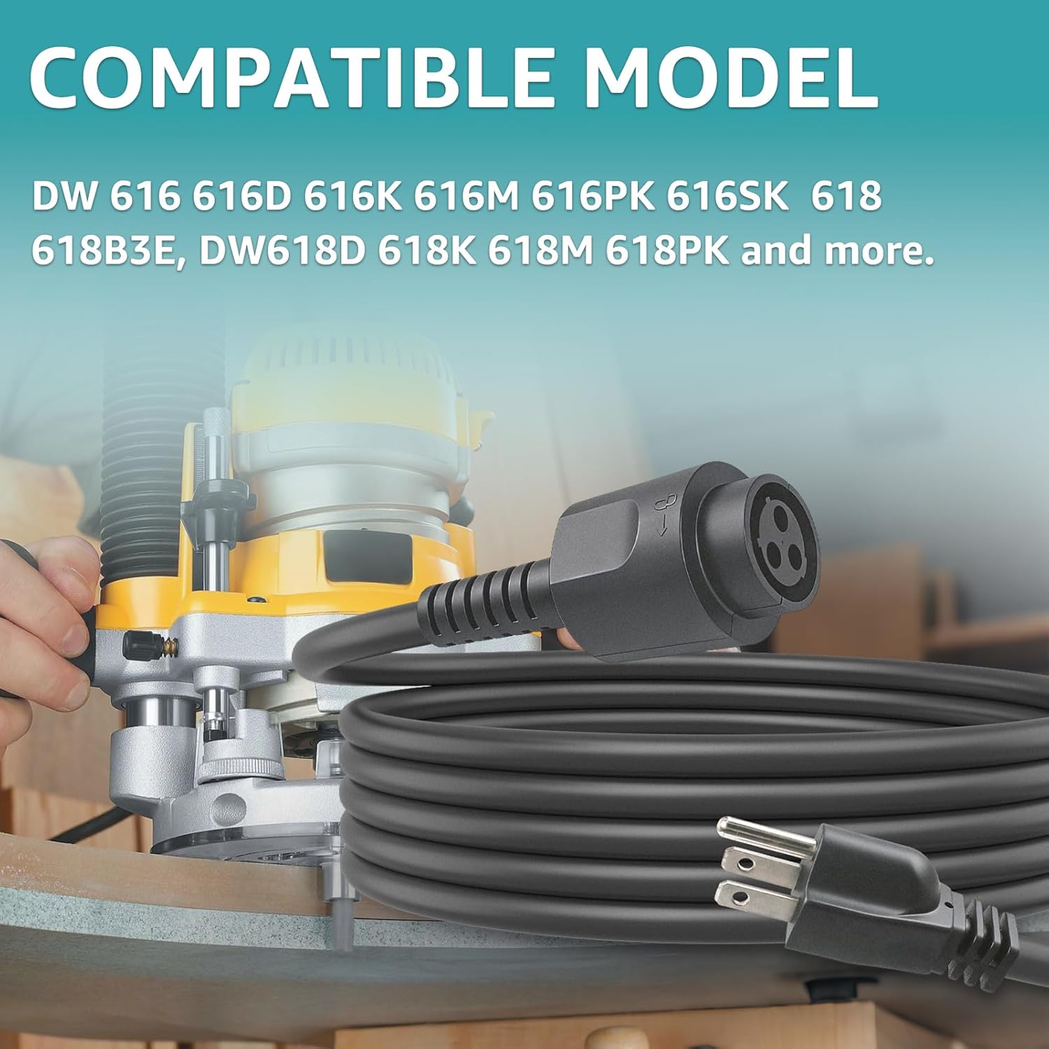 Replacement for De Walt 399063-02 399063-00 Router Cord Compatible with DW 616/616D/616K/618/618B3 etc.