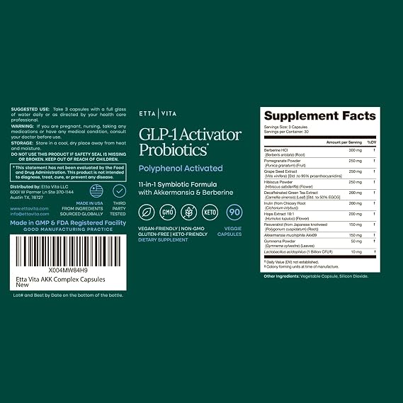 GLP-1 Support Supplement with Akkermansia, Berberine & EGCG for Gut Health