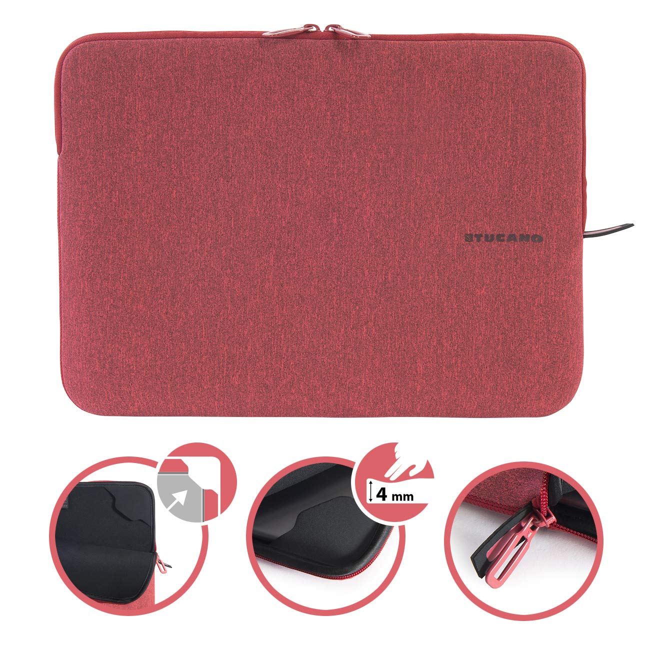 Tucano BFM1314-RR Second Skin Melange Neopren Notebook Sleeve, 33,78-35,56 cm (13,3-14 cali) czerwony