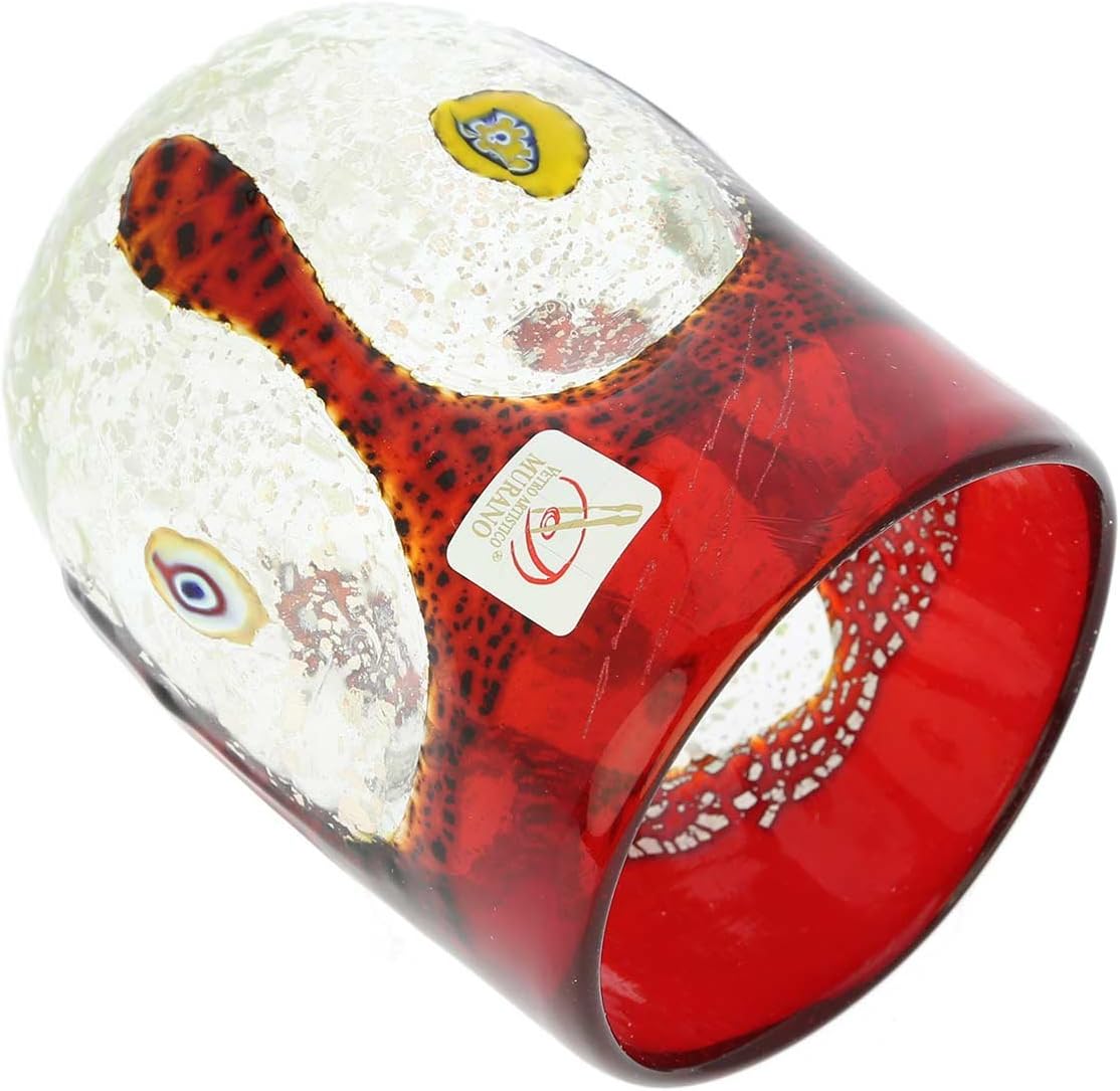 Glass Of Venice Murano Drinking Glass - Silver Liquid Burgundy Mosaic