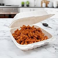 Vista 2 de DART ProPlanet - Recipientes para llevar con tapa con bisagras ecológicos rellenos de minerales, tamaño de 8.5 pulgadas, 1 compartimento, 150