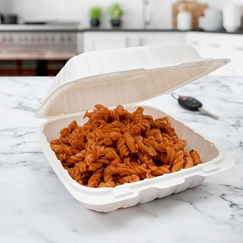 Miniatura 9 de DART ProPlanet - Recipientes para llevar con tapa con bisagras ecológicos rellenos de minerales, tamaño de 9 pulgadas, 3 compartimentos, 150