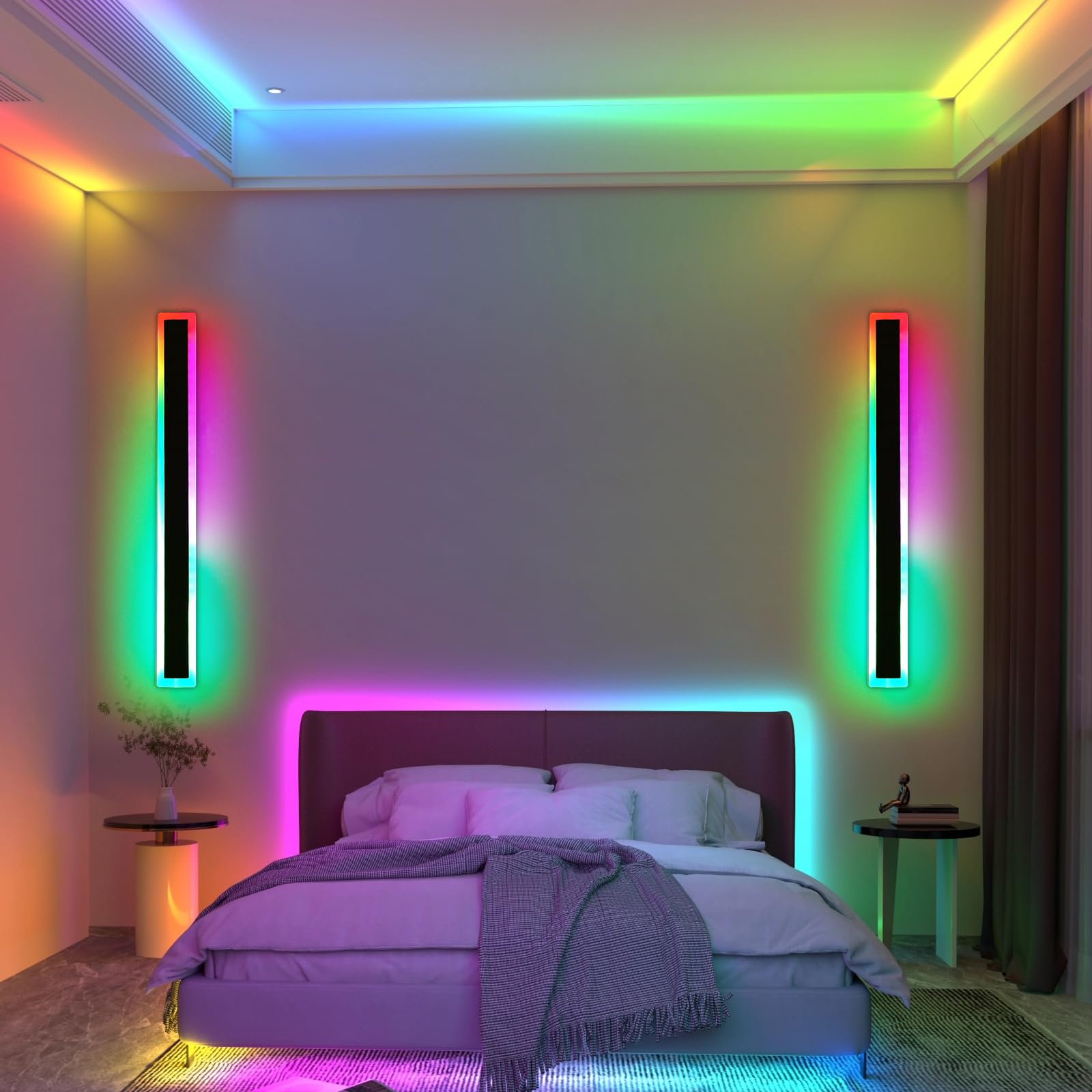 Mikeru 40CM Black Wall Lights, 2Packs Modern Acrylic Wall Light 3000K/4500K/6500K 3 Color Hard Wired Outside Light Wall Mounted Light for Lighting in Front of Mirrors, Garden Decoration — view 35
