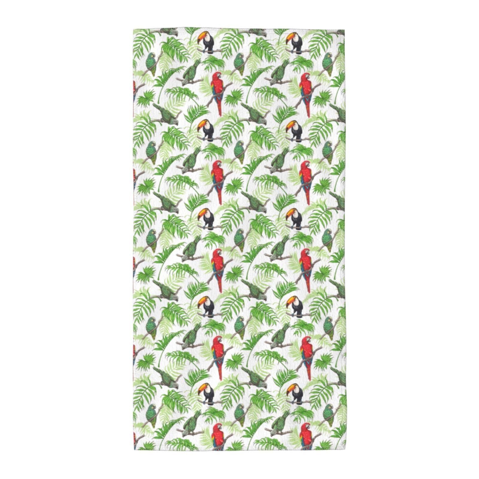JBJGKHLP Parrot Birds And Tropical Tree Print Adults Extra Long Beach Towel Soft Absorbent Quick-Dry Gym Swimming Running Yoga