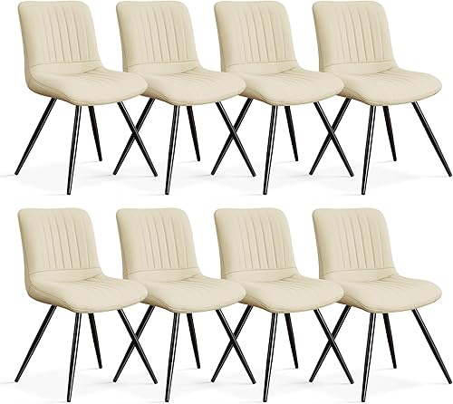 Vista 22 de Juego de 4 sillas de comedor, sillas de comedor modernas con cojines gruesos, sillas de cocina y de comedor de piel sintética con patas de metal