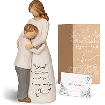 Mom Birthday Gifts from Son, 6.5" Hand-Painted Mother and Son Figurine Statue, Boy Mom Gifts, Mother of the Groom Gift, Mothers Day Christmas Birthday Gift from Son
