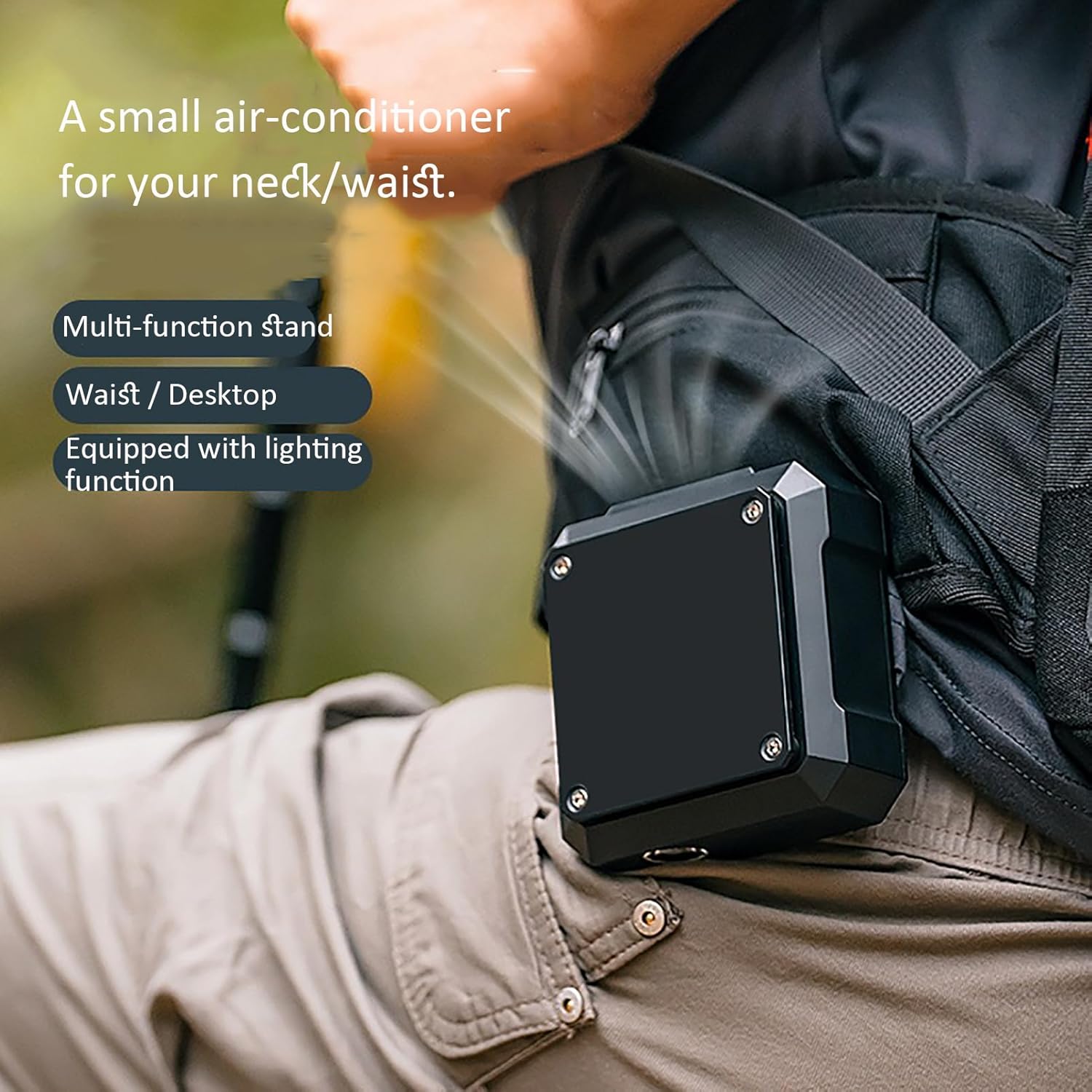 Portable Cooling Fan 4000mAh Waist Clip-on Fan Personal Rechargeable Mini Waist Fan for Outdoor Travel Hiking Office Gym,Black