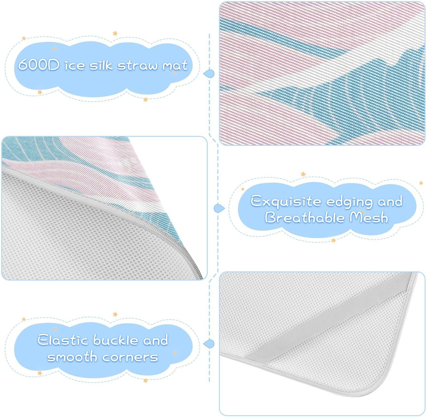 Pink Blue Japanese Waves Cooling Baby Bed Mattress Protector 28" x 52" Breathable Training Pads for Baby&Toddler