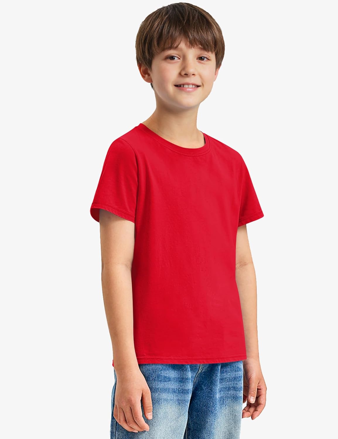 BOOPH 4 Pack Boys Shirts Kids Tshirts Toddler Short Sleeve T-Shirts Basic Crew Neck Tops Cotton Summer Uniform Clothes - Image 2