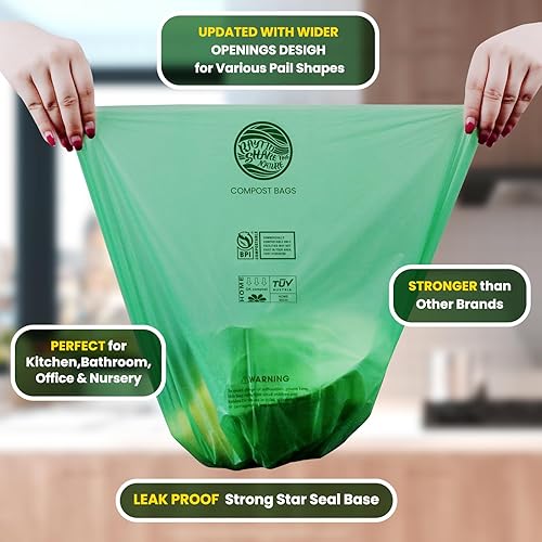 Miniatura 44 de Bolsas de abono de 1.3 galones, 100 unidades, pequeñas bolsas de basura compostables para encimera de cocina, contenedor de compost de 0.75, 1,1.2