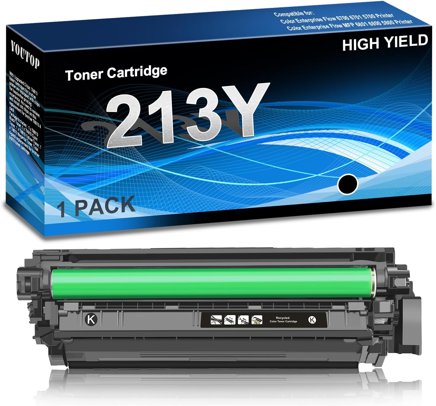 213Y High Yield Toner Cartridge 213Y W2130Y Toner Black Replacement for Color Enterprise Flow 6700 6701 5700 MFP 6801 6800 5800 Printer(1 Pack)