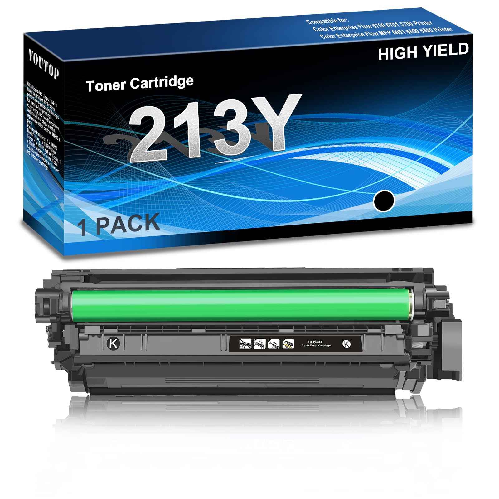 YOUTOP 213Y High Yield Toner Cartridge 213Y W2130Y Toner Black Replacement for Color Enterprise Flow 6700 6701 5700 MFP 6801 6800 5800 Printer(1 Pack)