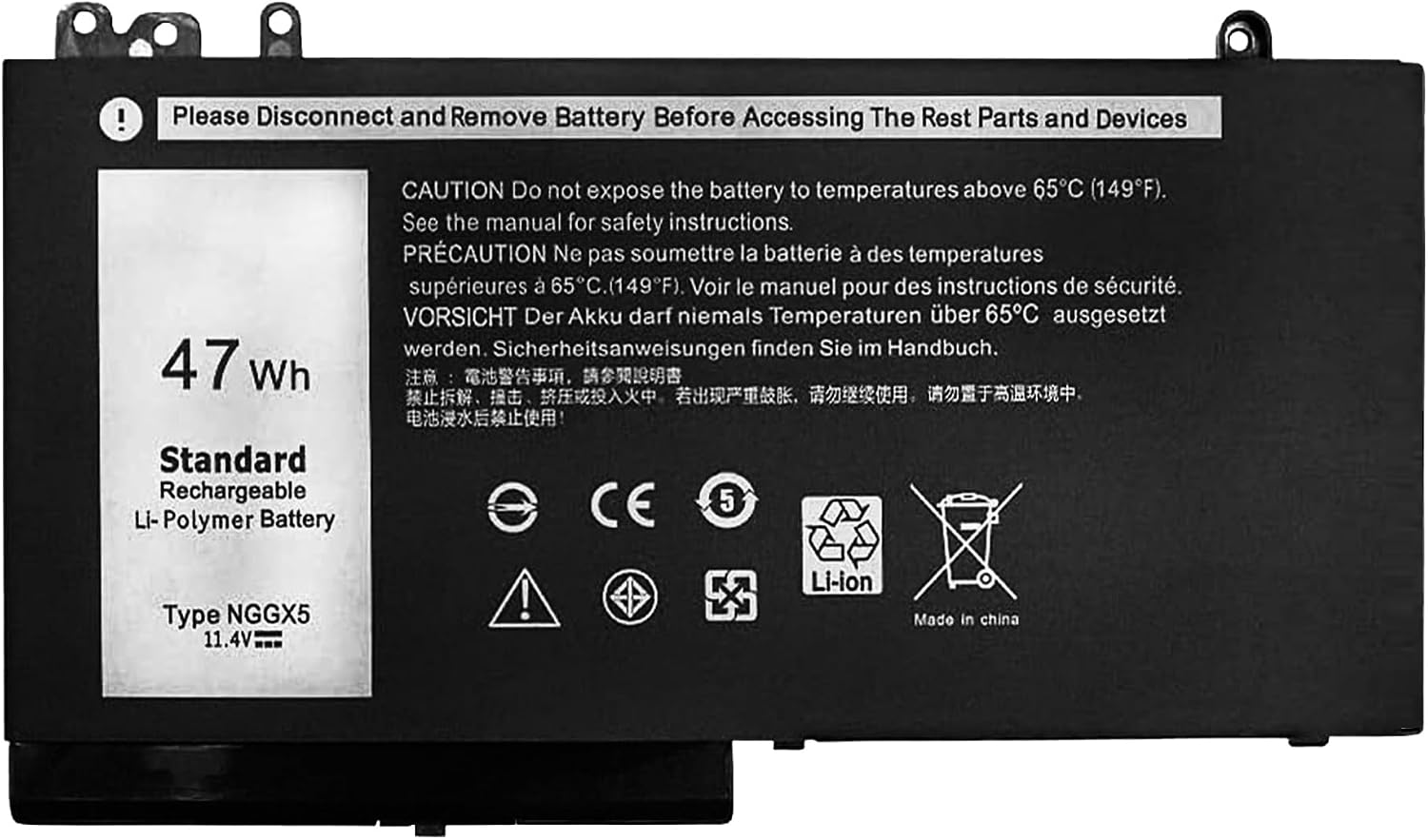 NGGX5 Rechargeable Battery Compatible with Dell Latitude E5270 E5470 E5570 P48F001 Precision Serie M3510 NGGX5 954DF JY8DF XWDK1 451-BBUM 451-BBUJ XKWC7 451-BBUJ 53VJ6 451-BBUL