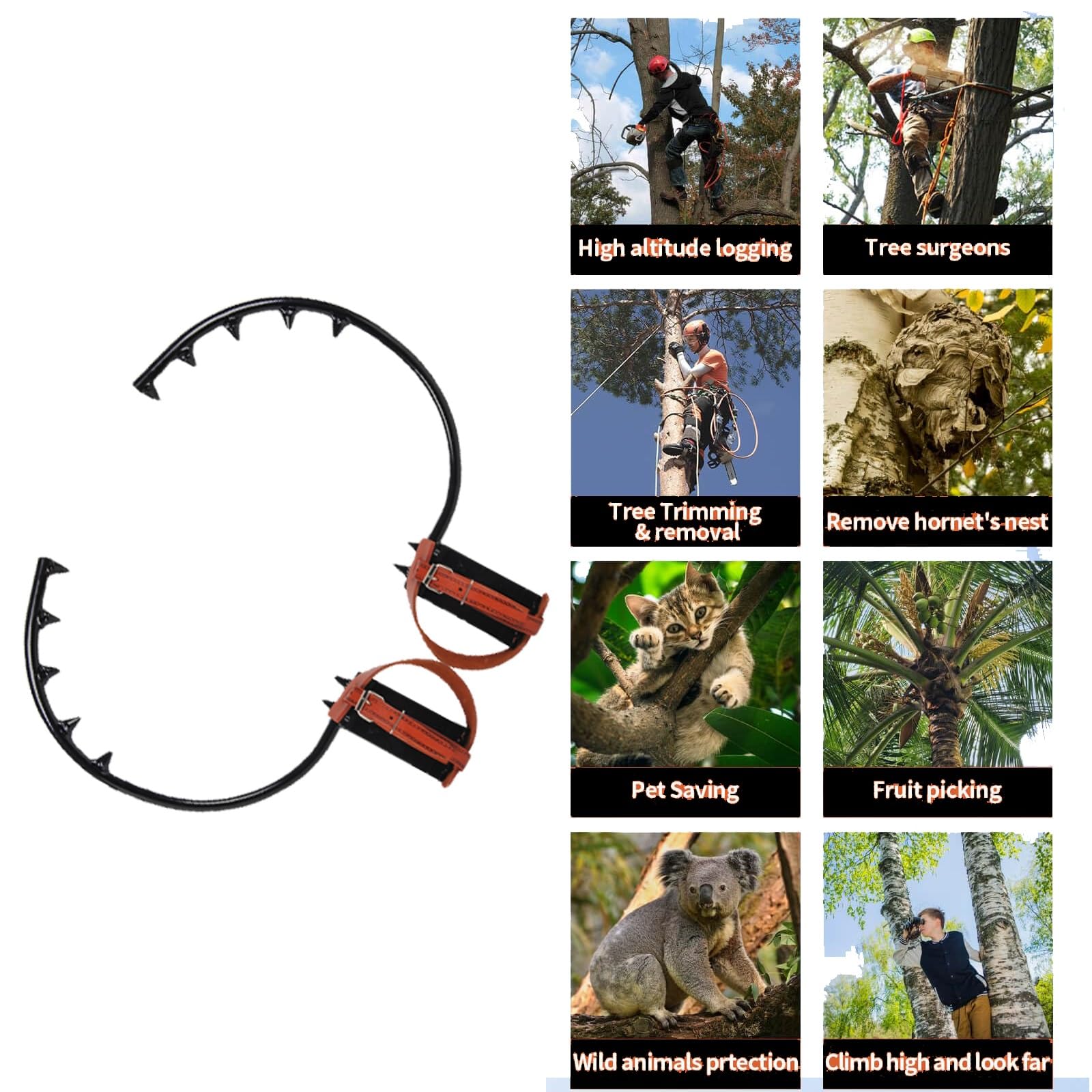 Generico Punte per Arrampicata sugli Alberi ad Alta Resistenza - Attrezzatura ergonomica per Arrampicata su Tronchi e Raccolta di Frutta - Attrezzatura per Arrampicata su Pali in Legno da 15,7'' per