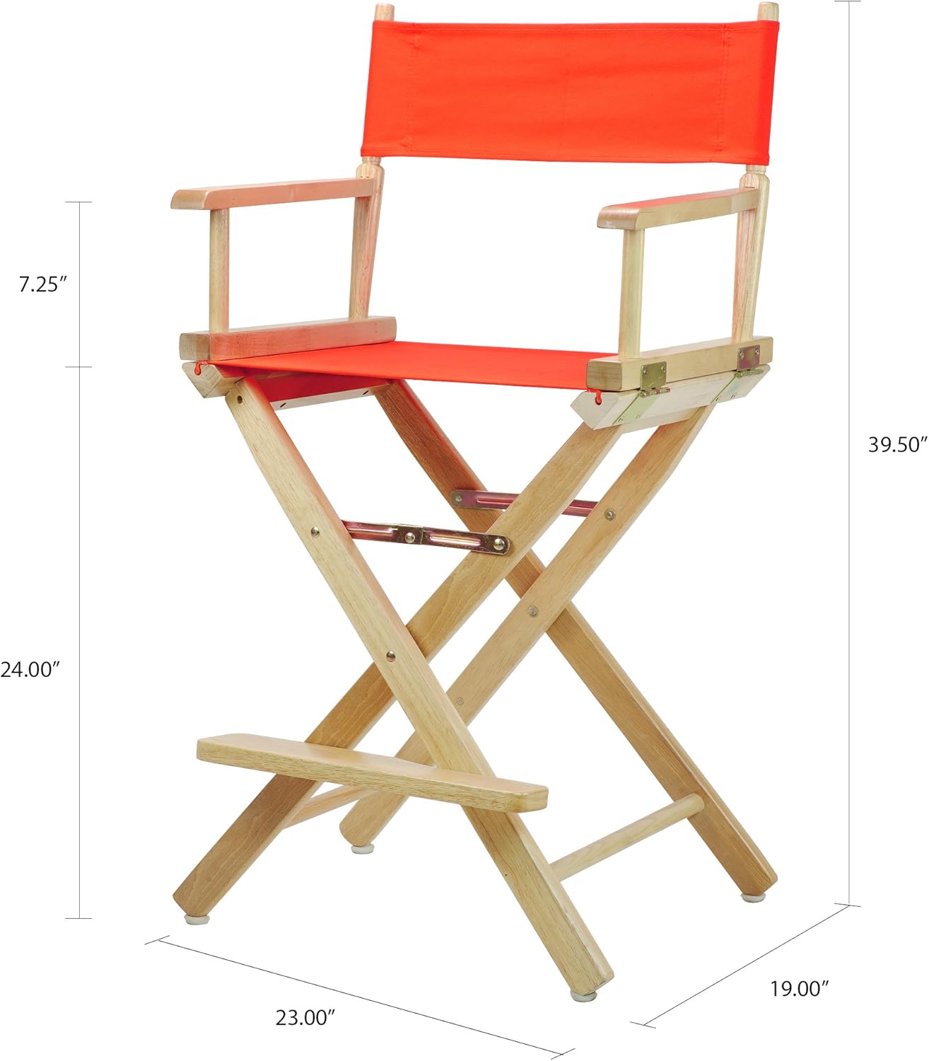 Casual Home 24" Director's Chair Natural Frame with Orange Canvas, Counter Height