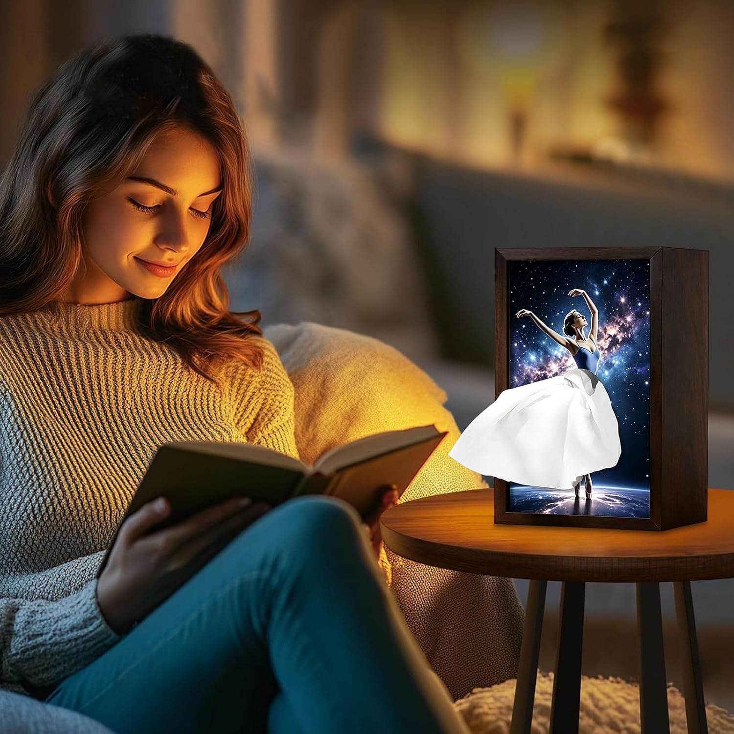 Ballet Girl Flying Skirt Tissue Box Cover,Rectangular Decorative Tissue Holder,Artistic Tissue Dispenser,Stylish Home Decor Storage Box for Bath Bedroom Vanity Nightstand Office Living Room Gift (C)