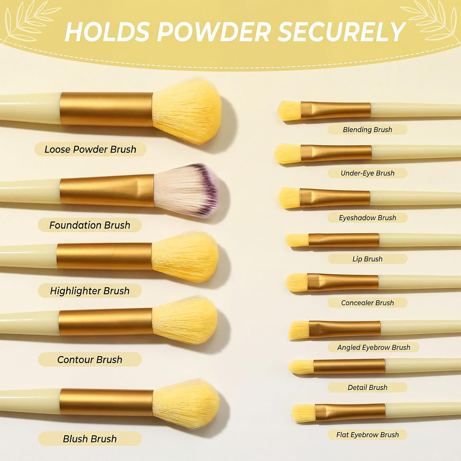 10 Sets Makeup Brushes with 13 Travel-Size Brushes & Pouch, Professional Mini Face Brush Set for Daily Makeup, Parties, Travel(10pc,yellow)