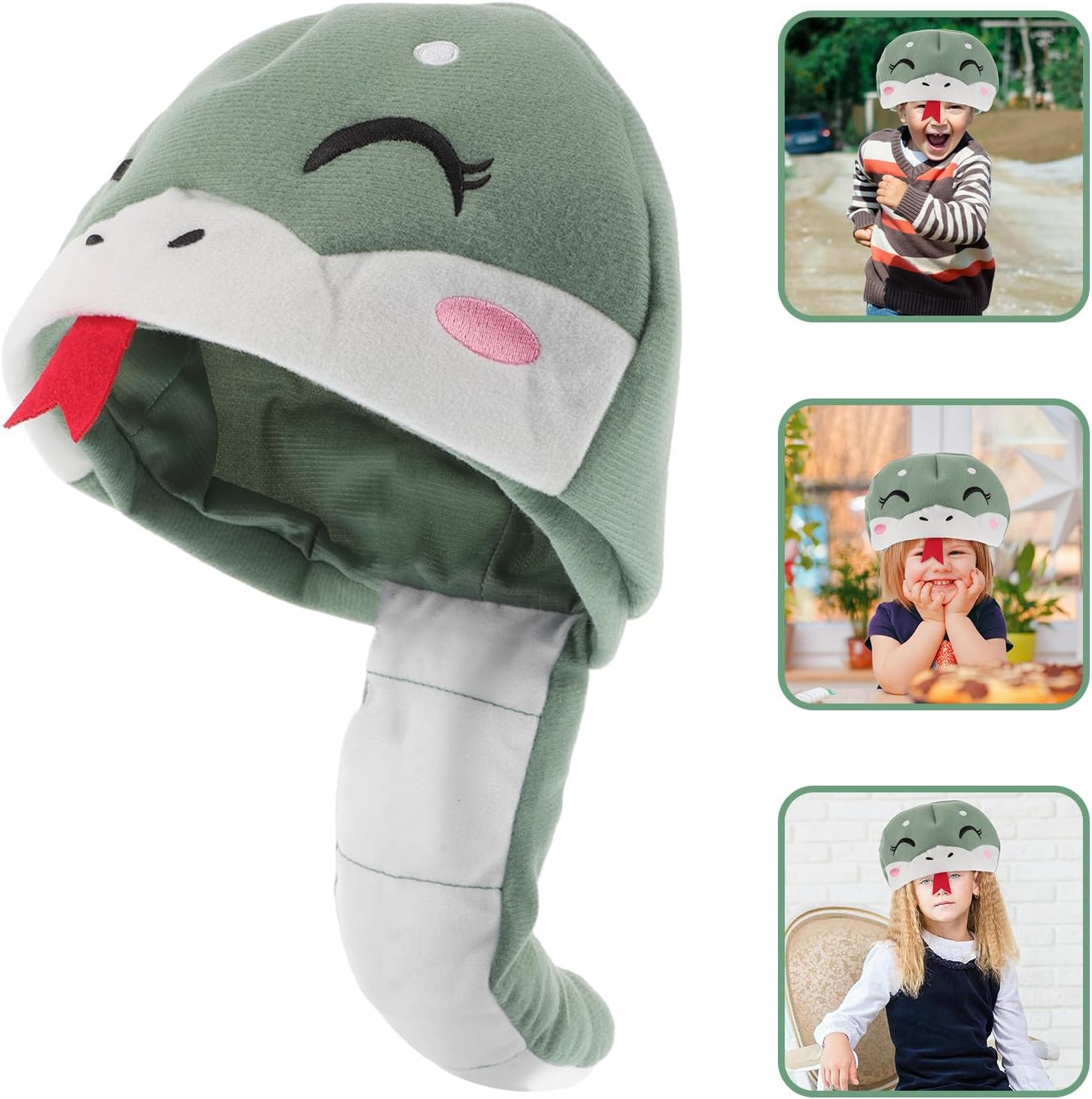 Realistic Snake Costume Hat for Parties and Performances, Lightweight and Comfortable Pp Cotton Cloth Headpiece with Unique Green Design Showcasing the Year the Snake