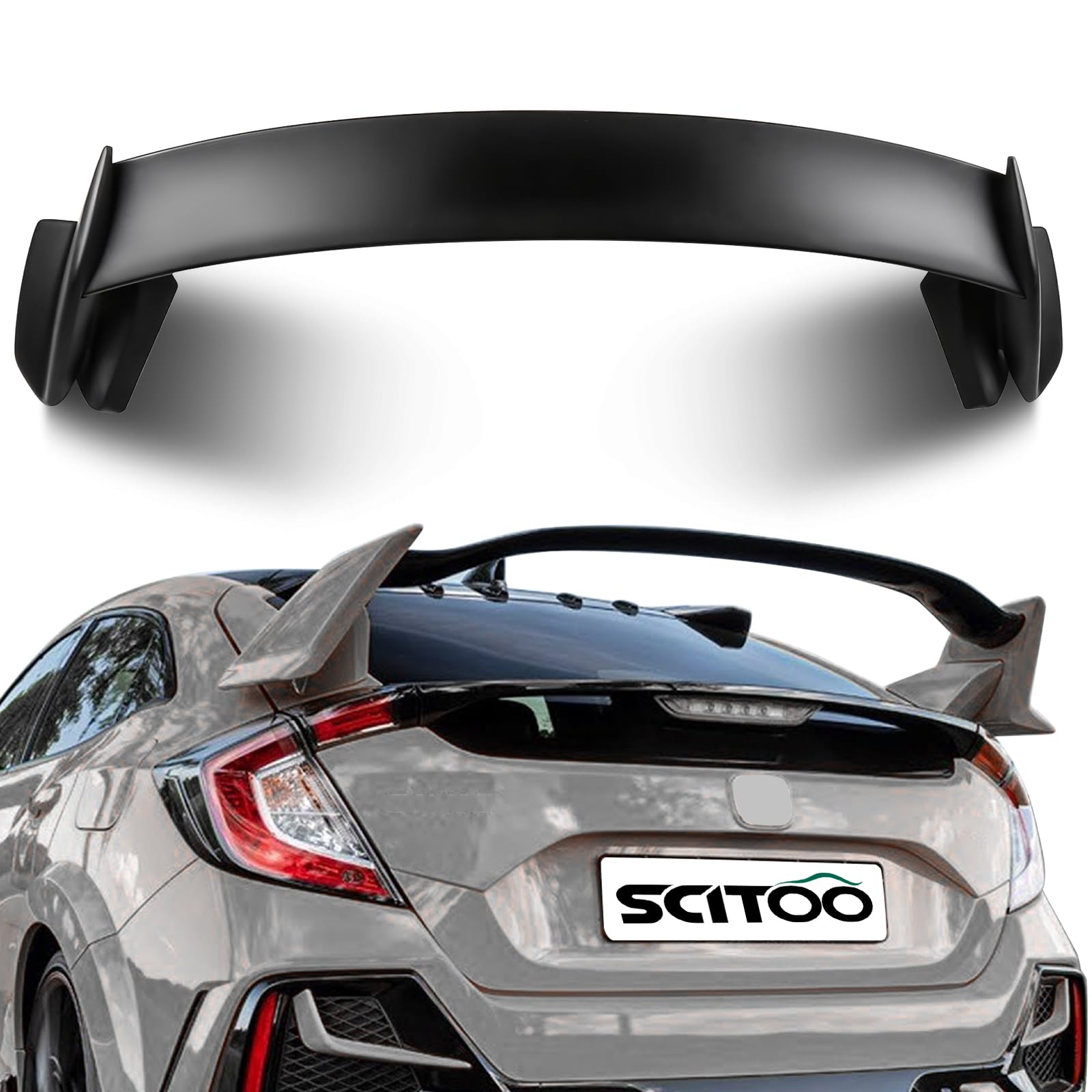 SCITOO Spoiler Wing Fits for 2016-2021 for Honda Civic Hatchback Matte Black Type-R Style Rear Trunk Spoiler Wing