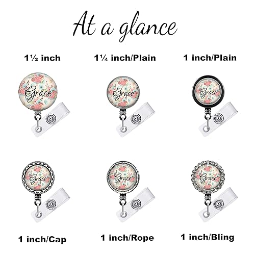 Miniatura 3 de Pale Pink Floral Name Badge Reel Id Holder Personalized Gift for Nurse - Extends to 34 inches - You Choose from Custom Fonts, Design Size,