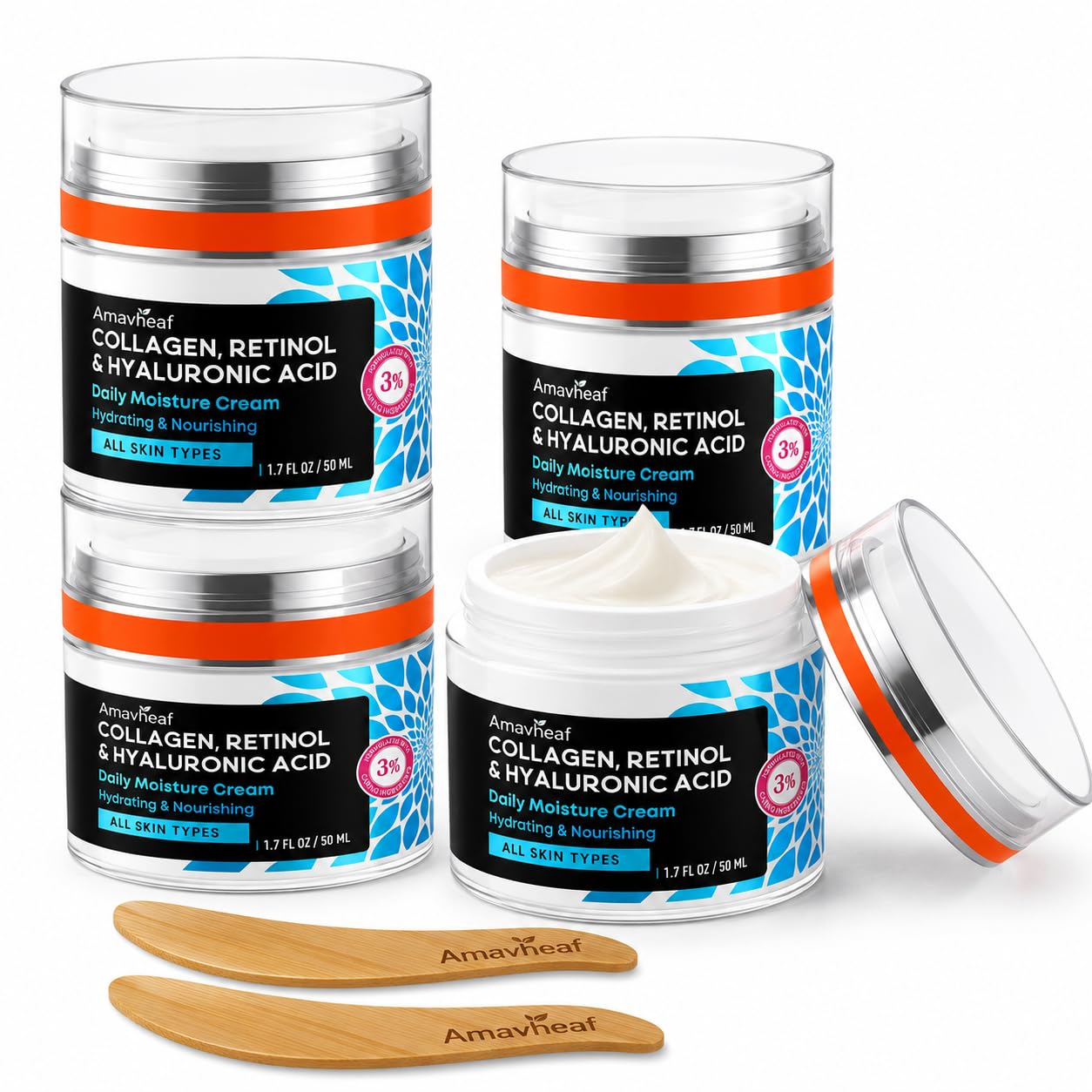 Moisturizer Collagen Anti-Aging Face Cream4Pack+2 Spatula