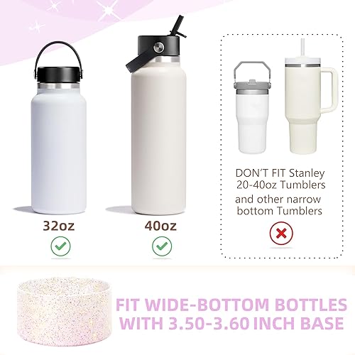 Miniatura 2 de Vmini Funda protectora de silicona con purpurina, compatible con botella de agua Hydro Flask de 3240 onzas y botellas de agua Simple Modern Summit
