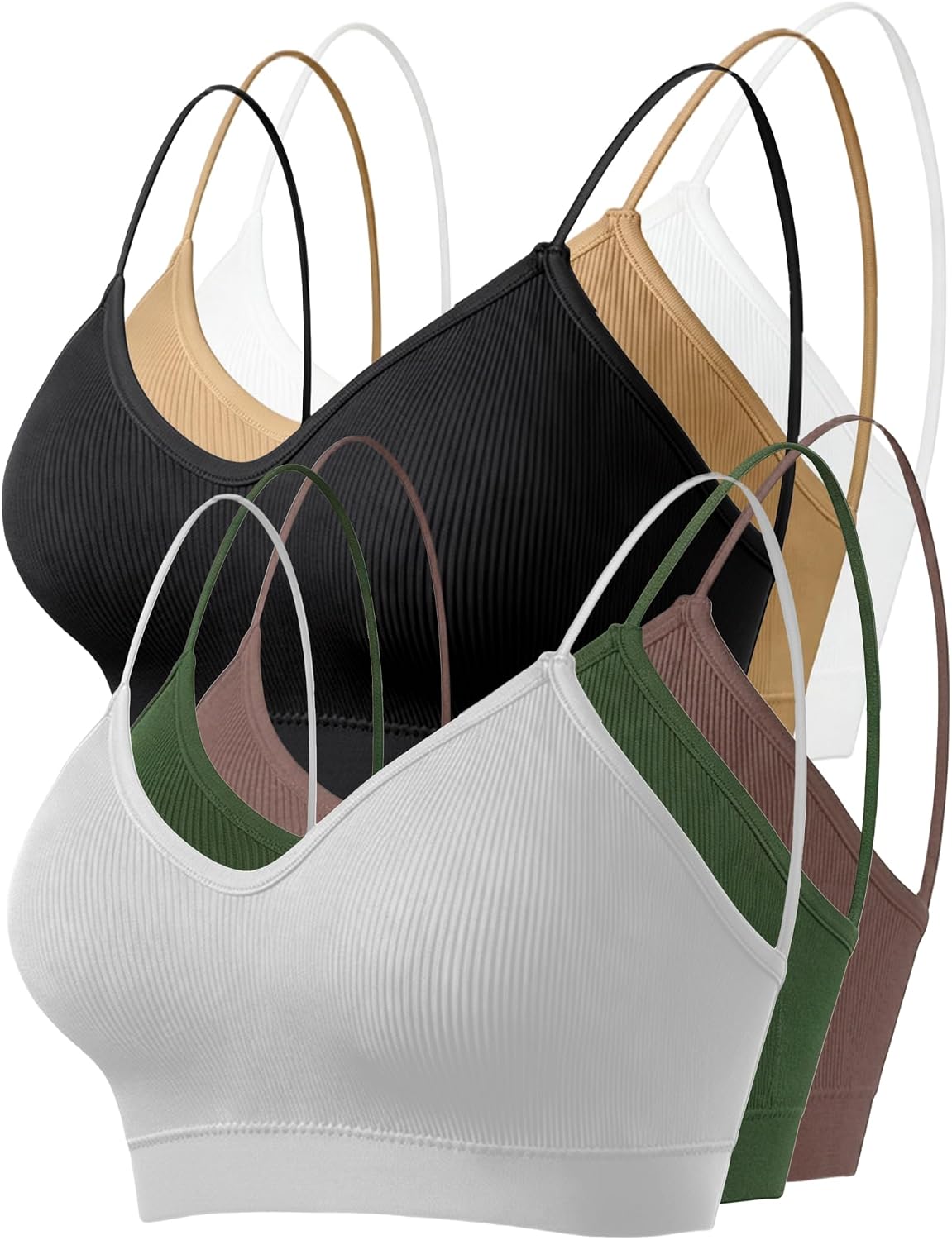 ZENUTA 6PCS Women's V-Neck Padded Seamless Straps Bralette, Everyday Basic Sleeping Bra, Sports Bras for Women