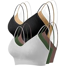 ZENUTA 6Pack Padded Bralettes for Women, V-Neck Seamless Wireless Cami Bras for Sleep and Low-Impact Yoga
