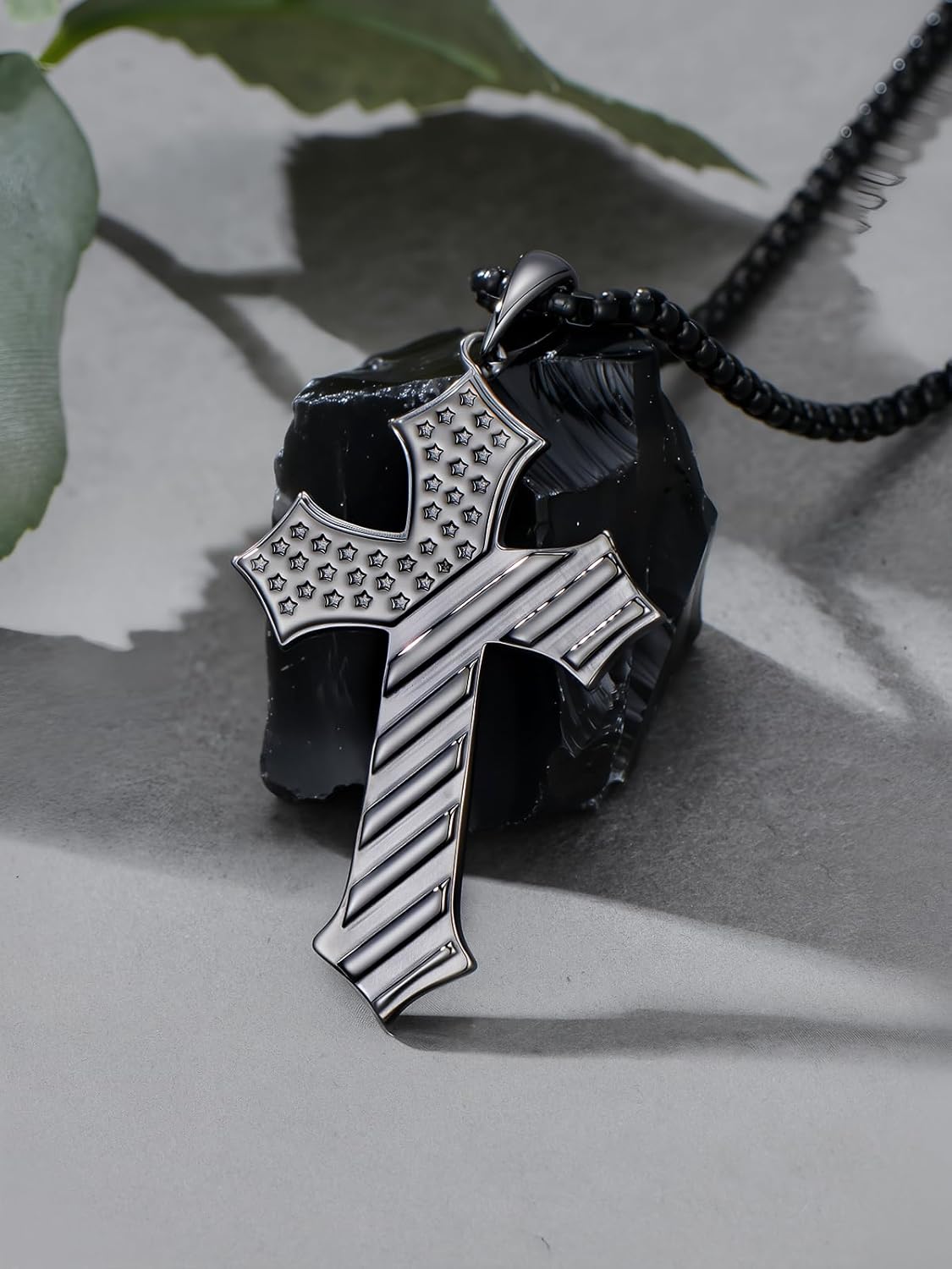 American Flag Cross Necklace for Men 925 Sterling Silver Patriotic Necklace Bible Verse USA Flag Cross Jewelry Gifts for Men - Image 2