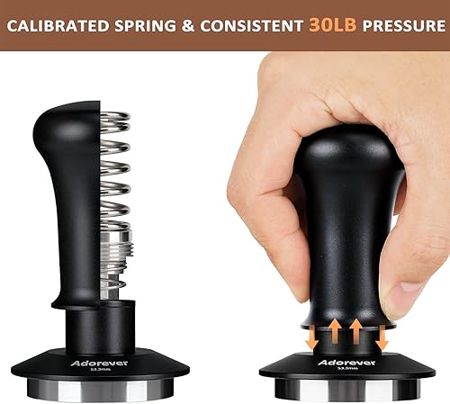 Miniatura 6 de Tamper de café expreso de 2.098 in, manipulador de barista calibrado con resorte de 30 libras, base de acero inoxidable para máquina de expreso,