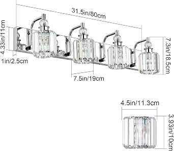 Ralbay Modern Crystal Vanity Light for Bathroom Crystal Chrome Bathroom Wall Light Fixtures Over Mirror Crystal Bathroom Vanity Lights