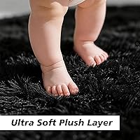 Vista 2 de 8x10 Fluffy Area Rugs for Living Room,Shag Area Rug for Bedroom,Black Soft Fuzzy Rug Non-Shedding Indoor Plush Carpet for Kids Bedroom Nursery Home