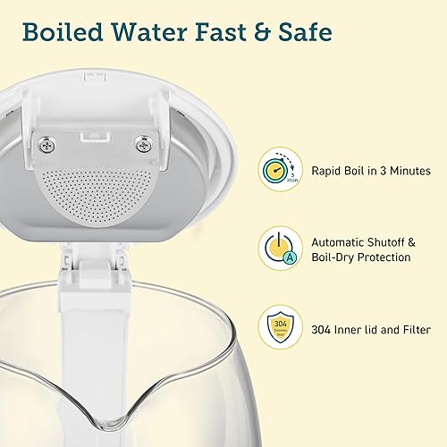 Miniatura 3 de COSORI Hervidor eléctrico, tetera de 1,7 L1500 W, tapa interior y filtro de acero inoxidable, caldera y calentador de agua caliente, apagado