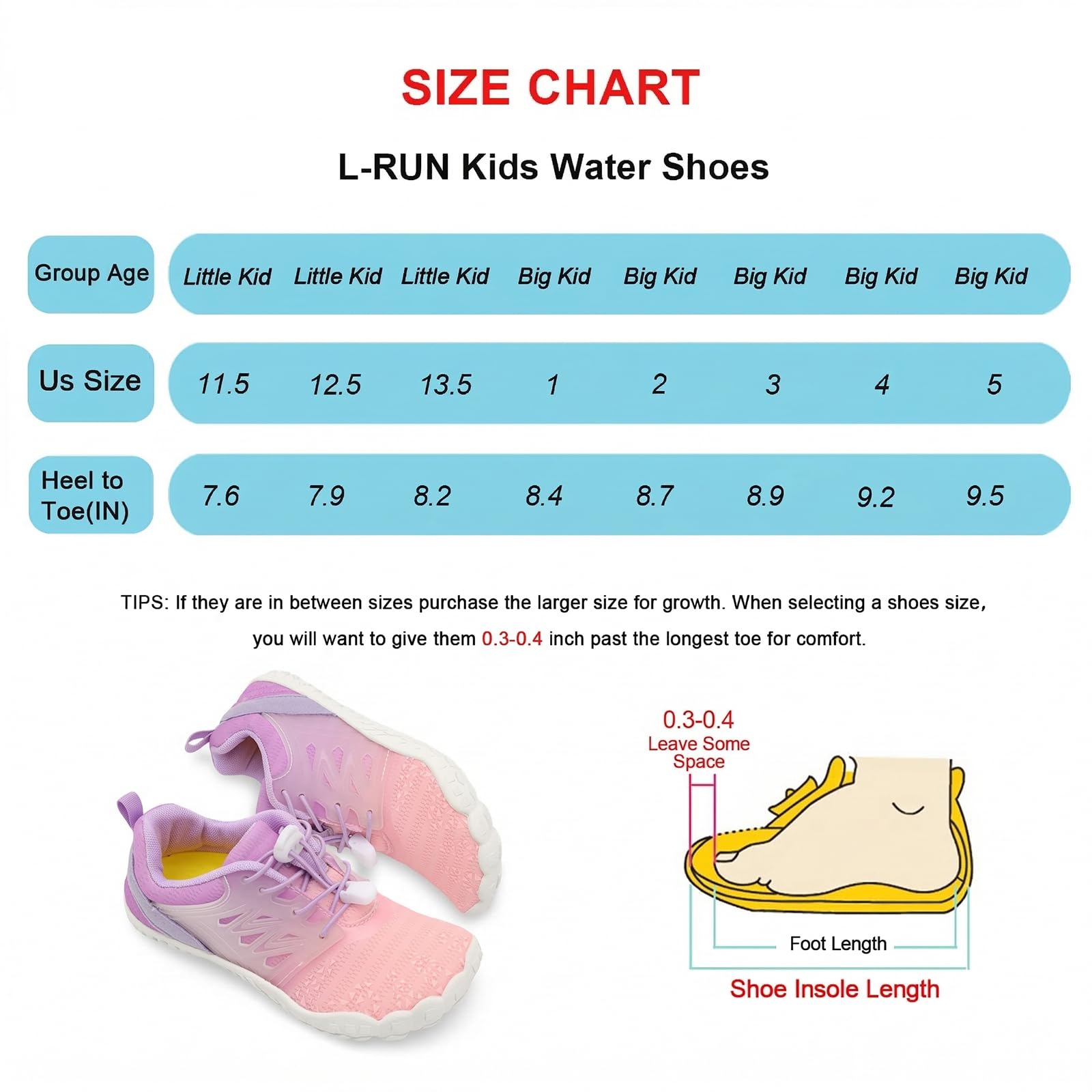 L-RUN Zapatos de agua para niños y niñas, zapatos de senderismo acuáticos para interiores y exteriores, de secado rápido, zapatos deportivos