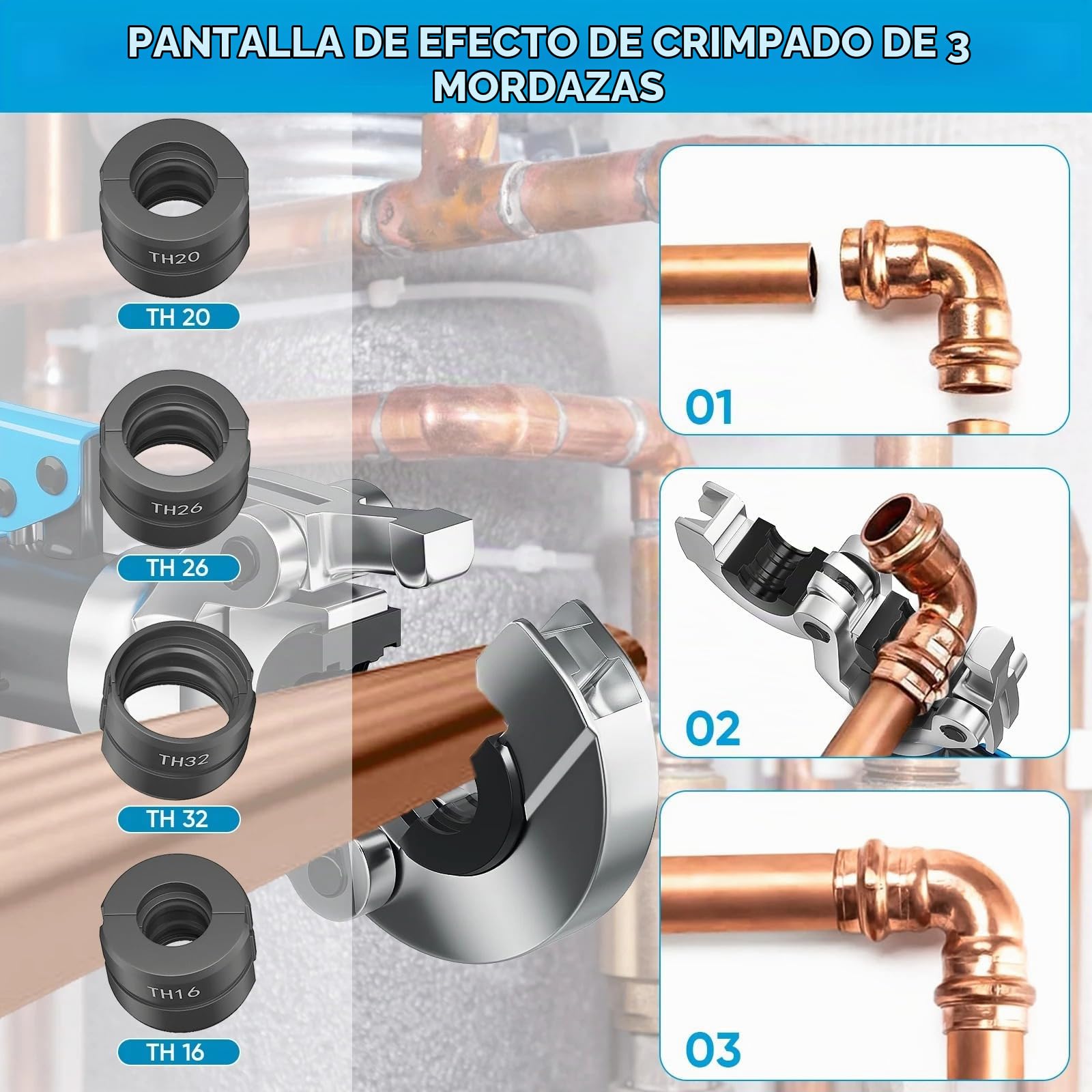 Prensa Multicapa Hidraulica 10T Prensa Hidraulica Multicapa, Crimpadora Multicapa Fontaneria Prensadora Tubo Multicapa, Crimpadora Hidraulica, Tenaza Multicapa, Máquina De Crimpar PEX PB 16-32 Mm 360°