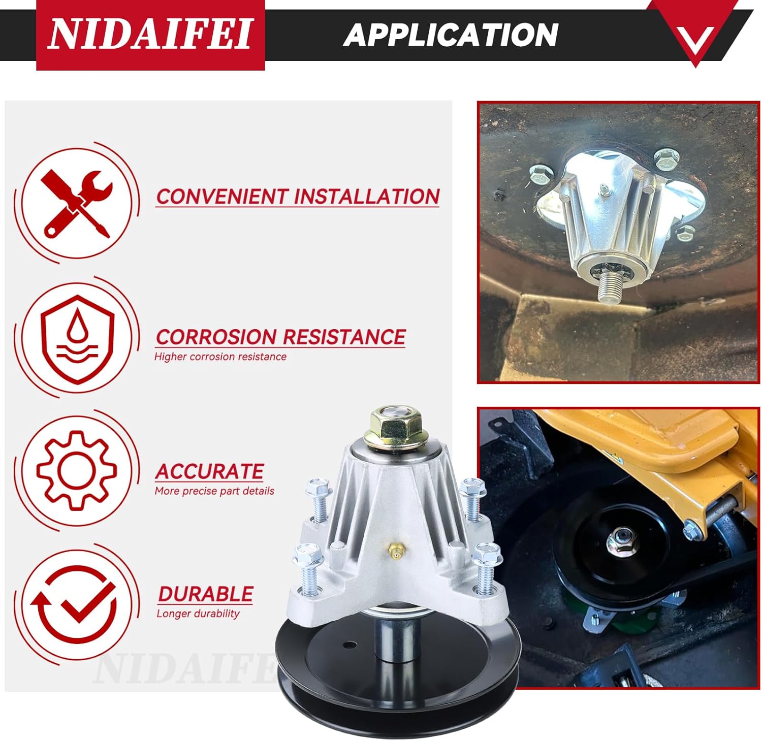 2 Pack Greased 918-06976 Spindle Assembly with 756-05034A Pulley Replaces 618-06976A for Cub Cadet XT1 LT42 XT2 Craftsman T210 T7800 T8000 MTD CYT4220 Troy-Bilt TB42 Super Bronco 42 Tractor