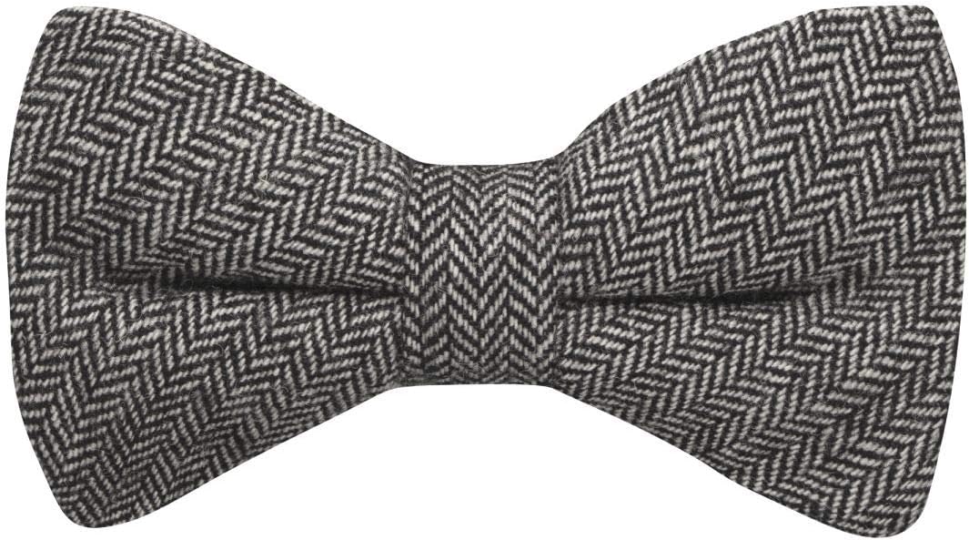 King & Priory Black Herringbone Bow Tie