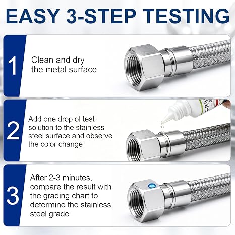 2Pcs Stainless Steel Test Liquid, Test If Tableware is 304 Stainless Steel, 15ml Rapid Tableware with Analysis Solution, Suitable for All Kinds of Stainless Steel Tableware and Kitchenware