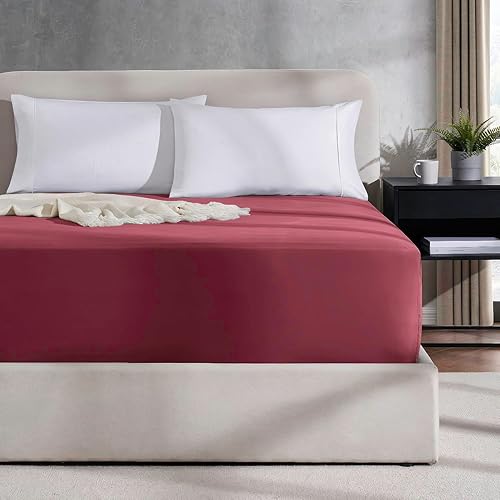 Miniatura 9 de Nestl Bedding - Sábanas bajeras con bolsillo profundo de 53 cm, Microfibra, Rojo Borgoña, King