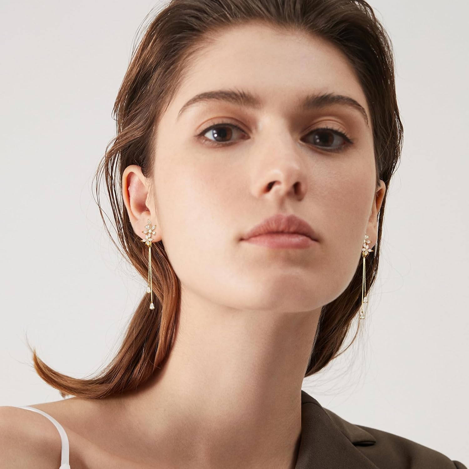 Clip on Earrings for Women Cubic Zirconia 925 Sterling Silver Plated Long Tassel Dangle Drop Clip Earrings Non Pierced Earrings for Women Jewelry Gifts Wedding Party - Image 3