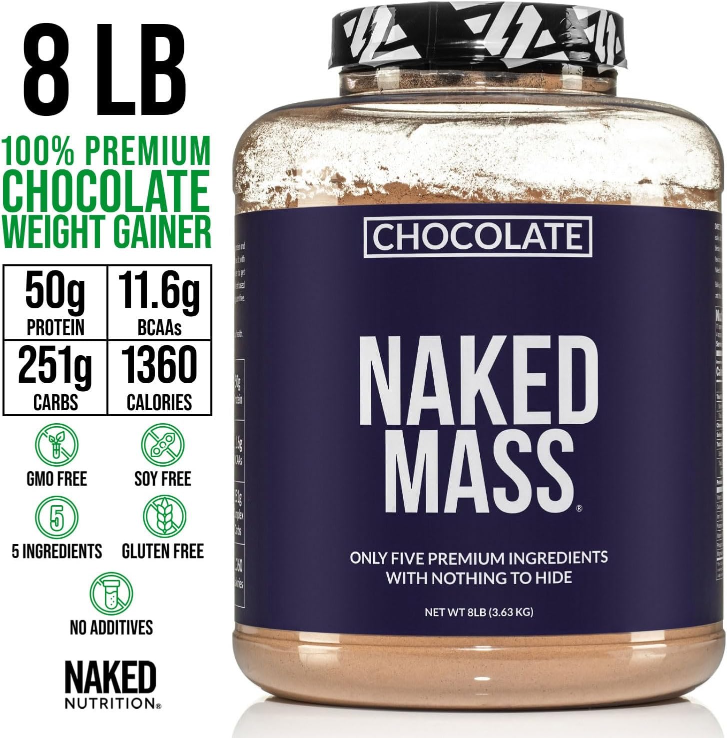 Naked Chocolate Mass Gainer - All Natural Weight Gainer Prot...