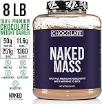 Chocolate Naked Mass - All Natural Chocolate Weight Gainer Protein Powder - 8lb Bulk, NSF Certified, GMO Free, Gluten Free & Soy Free. No Artificial Ingredients - 1,360 Calories - 11 Servings