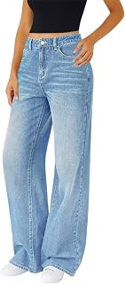 Woman Wide Leg Jeans High Waisted Baggy Jeans Trendy Y2K Streetwear Jean Casual Stretchy Denim Pants with Pocket