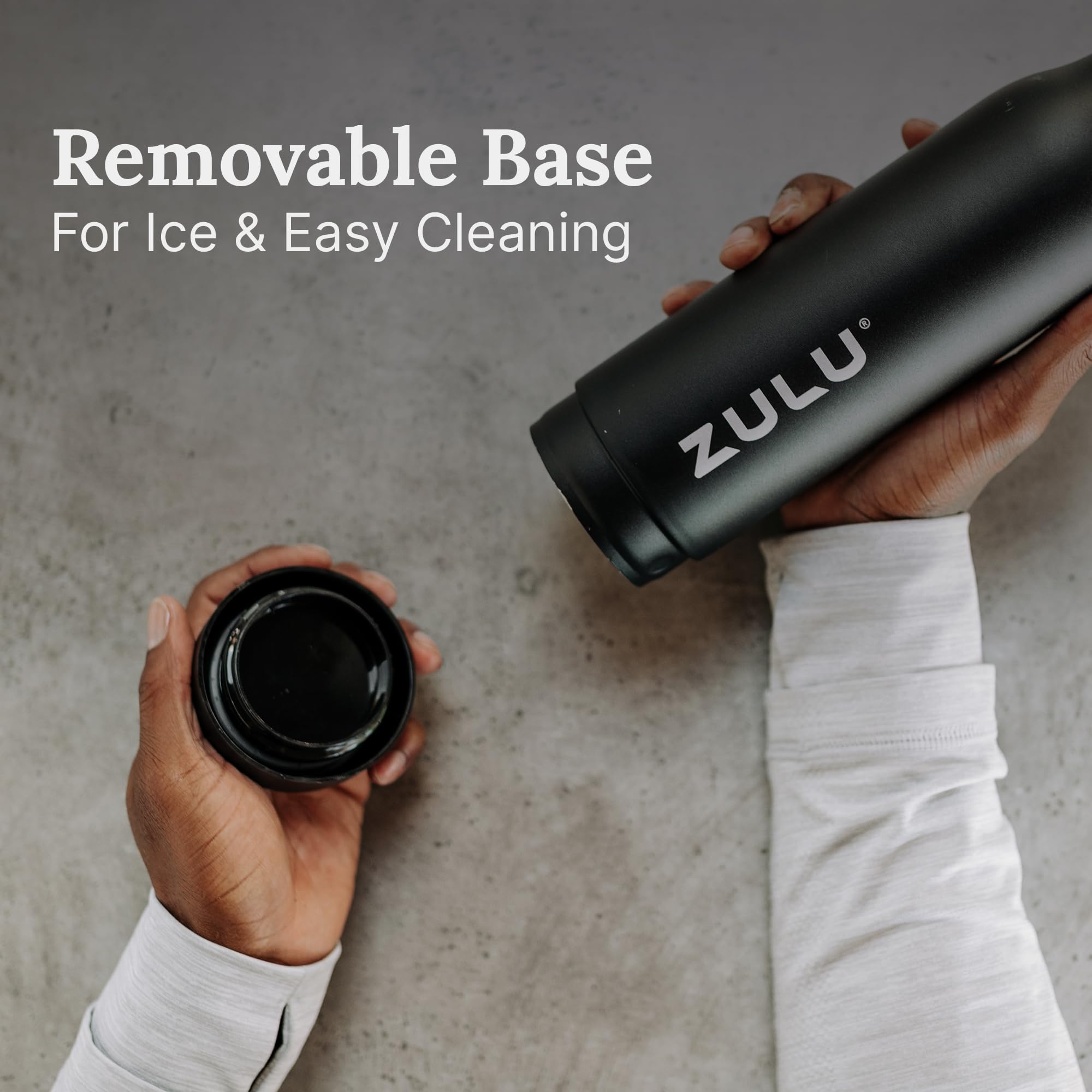 ZULU Ace - Botella de agua de acero inoxidable aislada al vacío de 24 onzas con boquilla para beber, tapa de bloqueo a prueba de fugas y base extraíble, botella reutilizable para ciclismo, deportes