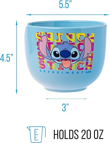 Miniatura 2 de Silver Buffalo Disney Lilo and Stitch Experiment 626 - Tazón de arroz de cerámica con palillos, apto para microondas, 20 onzas