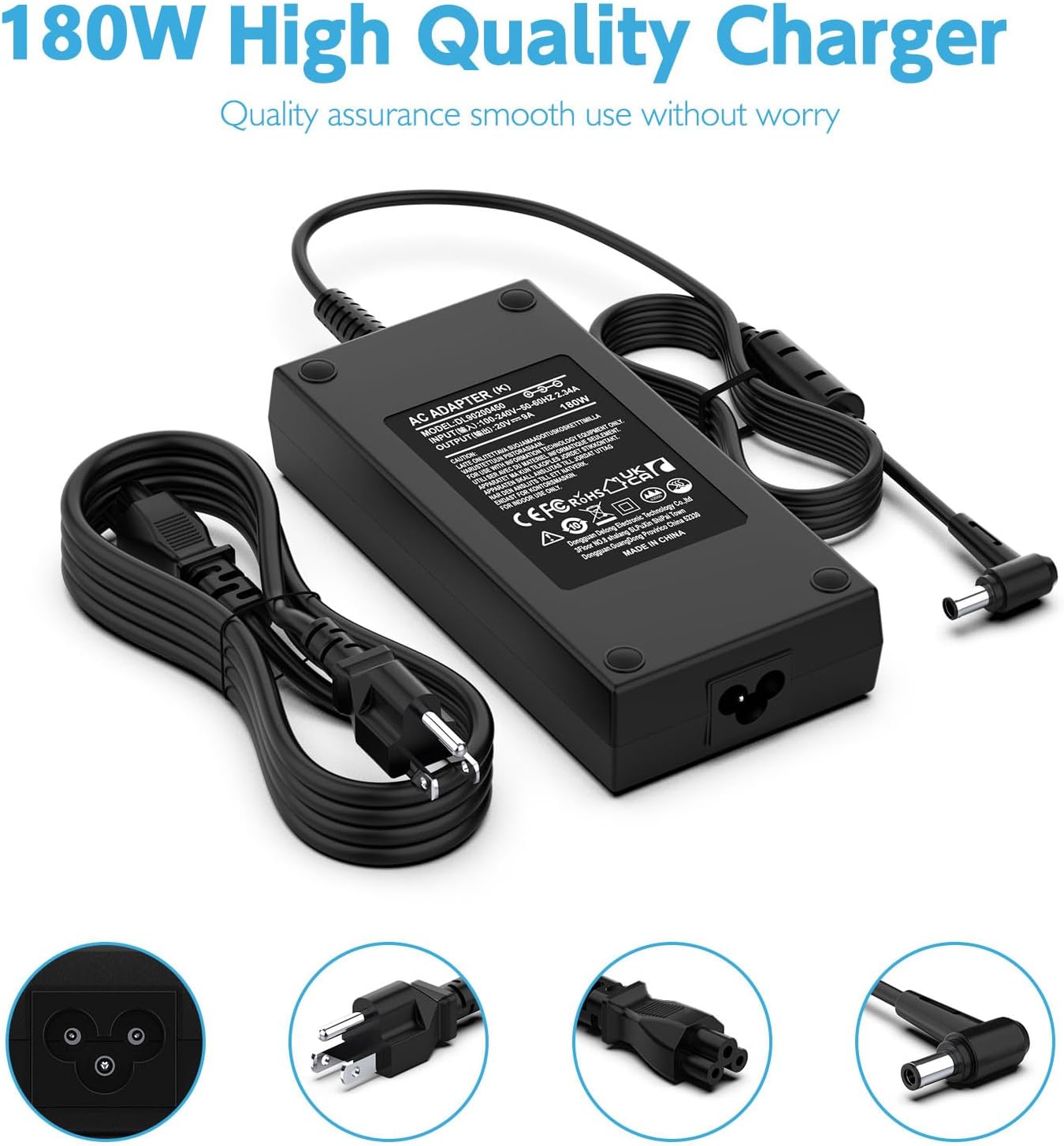 ROLADA 180W Laptop Charger Compatible with ASUS TUF Gaming GR8 II GU502, GU502GV; ROG Zephyrus G14, G15, GA401, GA502IU, GL703GM, G531GT, GA401I, GA502, GA502D, GA502DU Power Supply Cord