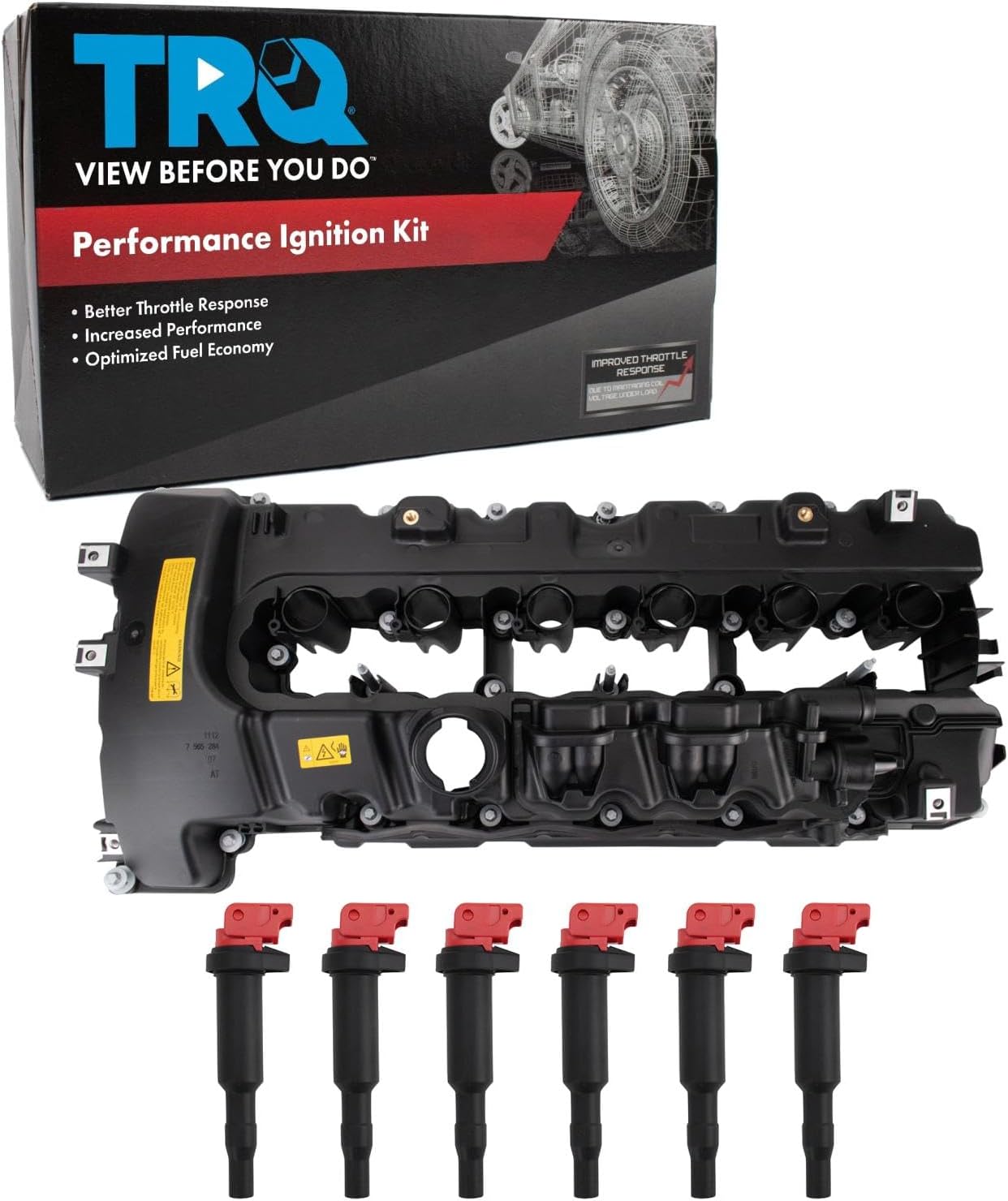 TRQ Ignition Coil Kit 7 Piece Coil on Plug Valve Cover Compatible with 2007-2010 BMW 335i 2009-2010 335xi 2008-2010 135i 2007-2008 335xi 2009-2010 535i 2009-2010 535xi 2011-2013 335is