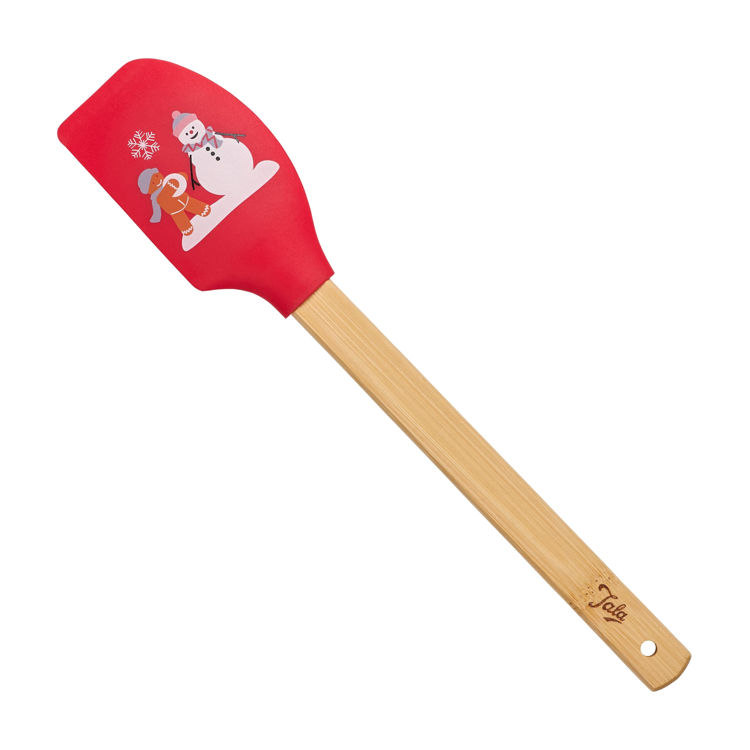 Tala Wooden Handles Silicone Spatula with Christmas Gingerbread Theme, Perfect for Baking, Stirring, and Scraping