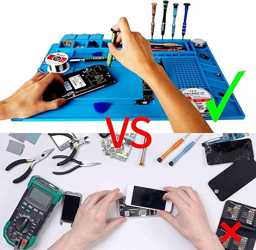 Miniatura 8 de Kaisi S-160 Alfombrilla de Soldadura de Silicona Aislante Magnética Estación de Trabajo de Reparación Resistente al Calor para BGA y Soldador de